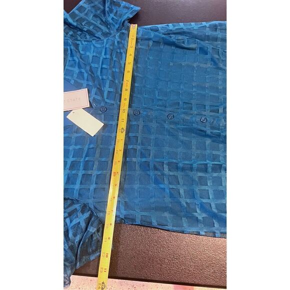 1. STATE TWILIGHT BLUE SHORT SLEEVE BUTTON DOWN BLOUSE SZ XS P1-18 NEW - Picture 10 of 11